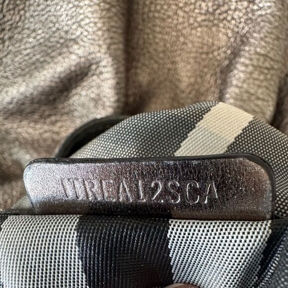 Burberry Warrior Metallic Pewter Leather Satchel Shoulder Handbag Hobo Ruched - Picture 8 of 16